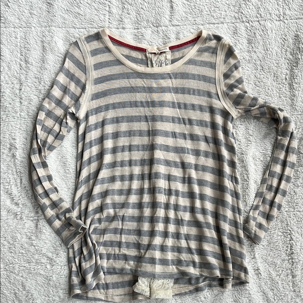 Striped Gray and Cream Women's Swing Top